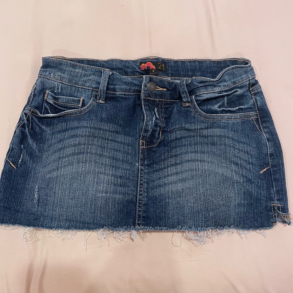 low rise denim skirt